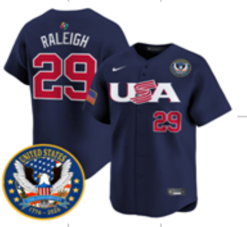 Men 2026 World Cub USA #29 Raleigh blue Nike MLB Jersey 020